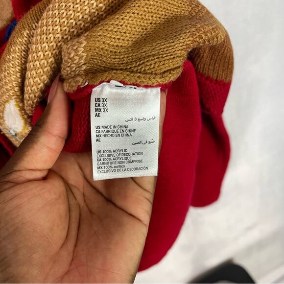 Karen Scott Women's Red Sequin/Bell Long Sleeve Reindeer Sweater - Picture 7 of 7